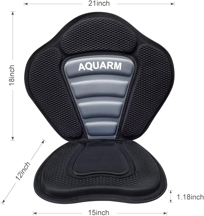 Deluxe Padded Kayak Seat with Adjustable Backrest - Universal Fit for Canoe, Fishing Boat & More