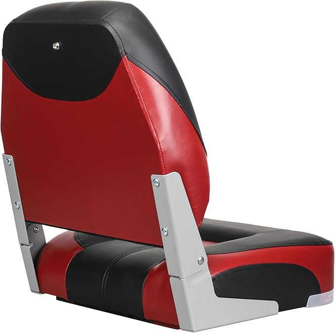 Two Tone Low Back Folding Boat Seat,Black/Red