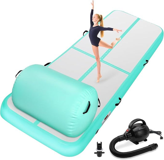 Inflatable Gymnastics Air Roller Set, Tumble Rolling Air Roller Gymnastics Barrel with Electric Pump for Kids Adults Home Outdoor Gymnastic Training Cheerleading Yoga