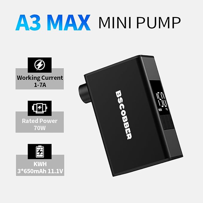 Mini Bike Pump Electric Bike Pump 150 PSI Portable Bike Tire Inflator Air Compressor Rechargeable Bicycle Air Pump with Gauge,Tiny Pump with Presta & Schrader Valve for Mountain/Road Bike