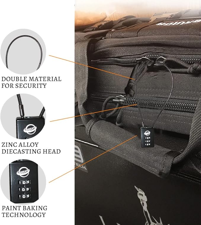 3 Digit Cable Combination Lock 12 inches Cable for School Gym Locker,Filing Cabinets,Helmet,Toolbox,Luggage Suitcase,knapsack,Black 2Pack