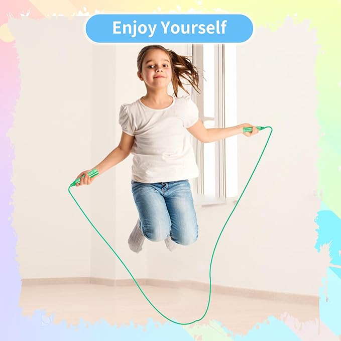 Kids Jump Rope,7.2 ft Colorful Outdoor Jump Ropes,Plastic Jumping Ropes,Adjustable Skipping Rope for Kids Party Favor Birthday Sports Reward Gift