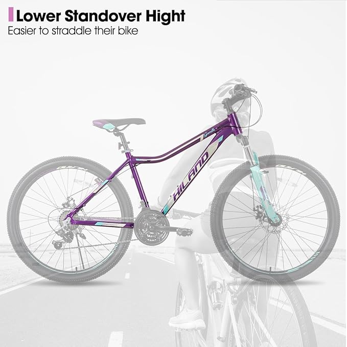 HILAND 20 26 27.5 Inch Mountain Bike for Women Girl, 7/21 Speed with Lock-Out Suspension Fork, Aluminum Frame MTB, Adult Ladies Womens Bike Mens Bicycle