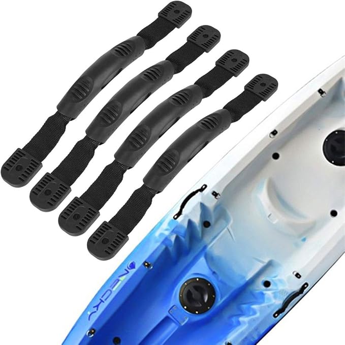 2Pcs Kayak Canoe Carry Handles, Kayak Boat Side Mount Paddle Park Handles - 5PCS Pad Eye with 10 PCS Screws for Boat Kayak Deck Rigging Kit