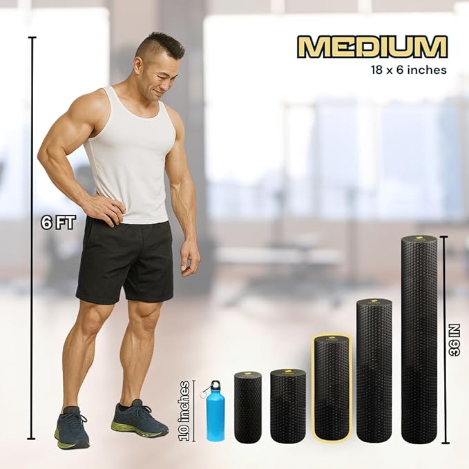 FitNation Foam Roller – High-Density Foam Muscle Roller – Textured Foam Rollers for Muscle Massage, Stretching, Pilates, Yoga
