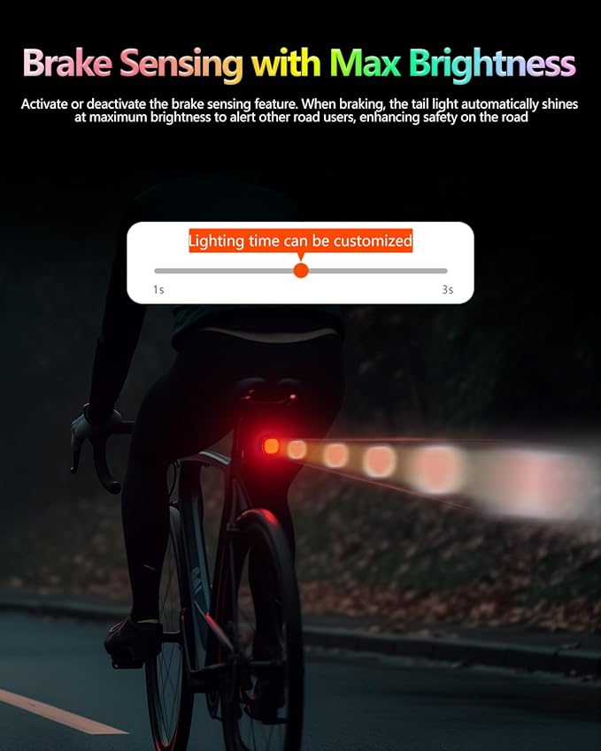 TOWILD TL08 Bike Tail Light, Customized Patterns Full-Color Bike Rear Light, Brake Sensing, USB-C Rechargeable, IPX6 Waterproof