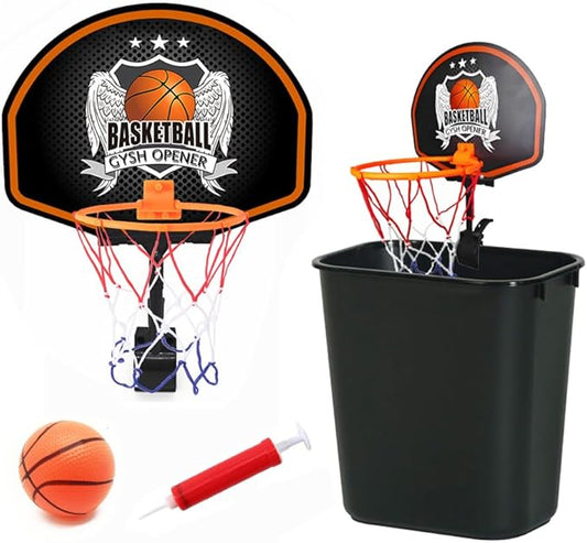 GYSH Trash Can Basketball Hoop，Clip On Any Bin or Behind The Door ! Mini Hoop with Backboard, Ball & Pump，Classroom, Office Toys for Adults, Great Birthday Gift Idea (Black)