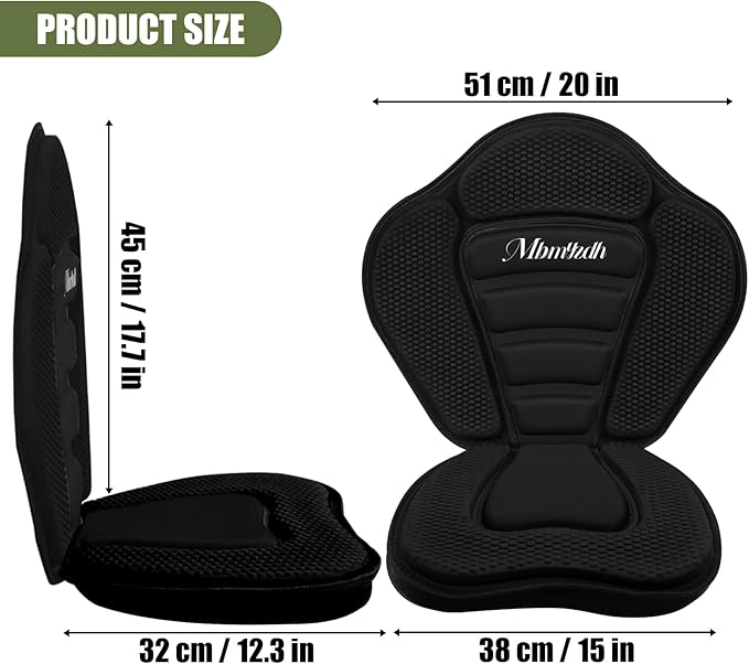 Deluxe Padded Kayak Seats - Premium Shockproof Seats with Back Support for Kayaking, Canoeing, Fishing, Paddle Boarding - Comfort, Versatility and Extra Storage