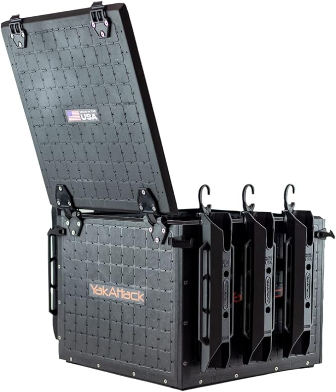 YakAttack BlackPak Pro 16" x 16" Kayak Fishing Crate with 6 Rod Holders - Black | Tackle Storage Box & Fishing Gear Organizer | Lightweight, Durable & Customizable Kayak Fishing Accessory