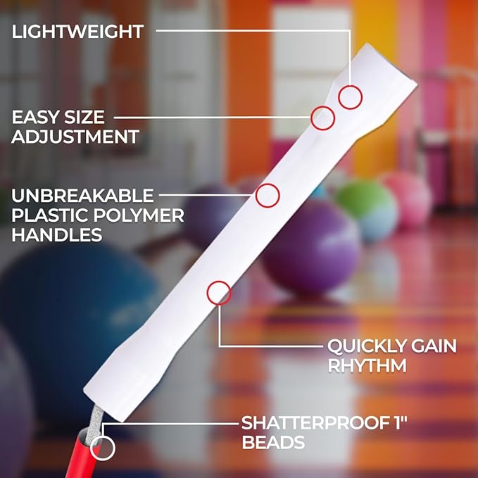 Beaded Kids Exercise Jump Rope - Segmented Skipping Rope for Kids - Durable Shatterproof Outdoor Beads - Light Weight and Tangle Free Exercise Training - Easily Adjustable Kids Jump Rope for Fitness