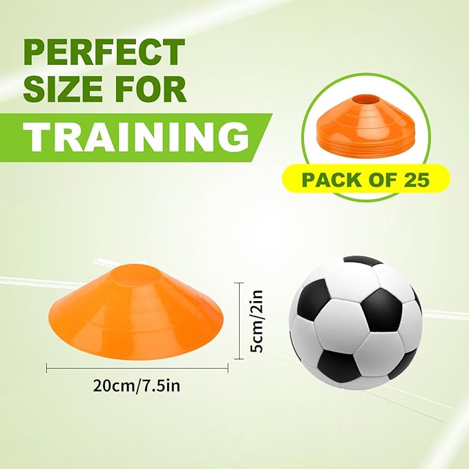Ashsajkd(Set of 25/50/100 - Agility Soccer Cones with Carry Bag and for ， Football Cones for TrainingFootball, Basketball, Coaching, Agility Cones for Indoor and Outdoor Games