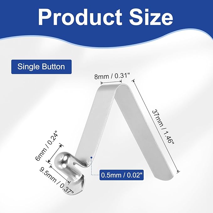 HARFINGTON Single Button Kayak Paddle Snap Spring Clip Spring Steel V-Shaped Hollow Lift Telescopic Locking Tube Pole Clips for Tent Camping