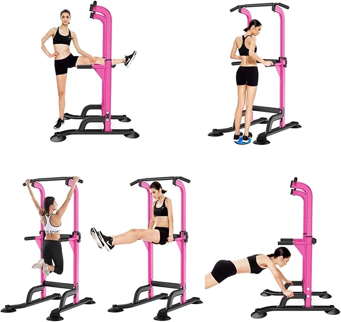SogesHome Power Tower Pull Up Bar and Dip Station Adjustable Height Dip Stand Multi-Functional Strength Training Fitness Workout Station