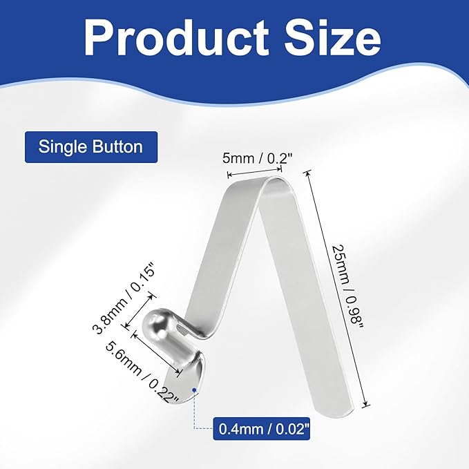 HARFINGTON Single Button Kayak Paddle Snap Spring Clip Spring Steel V-Shaped Hollow Lift Telescopic Locking Tube Pole Clips for Tent Umbrella Camping