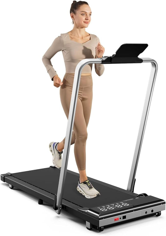 Walking Pad Treadmill with Handle Bar 3-in-1 Foldable Treadmills for Small Space 300 LBS Capacity, 3.0HP Portable Under Desk Treadmill for Home Office with LED Display Remote APP Control