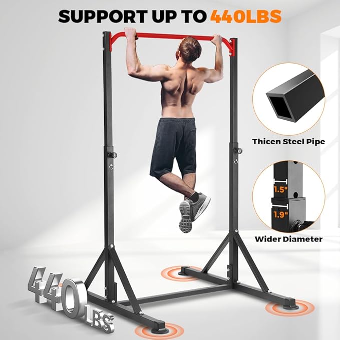 ONETWOFIT Pull Up Station, Power Tower Adjustable Pullup Bar Multifunction Strength Training Workout Gym Equipment Free Standing Chin up Bar for Home Outdoor, Support 440LBS