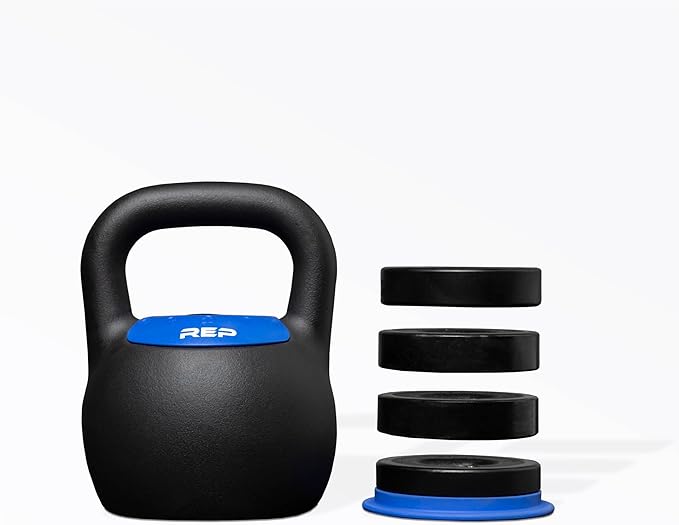 Rep Fitness Adjustable Kettlebell with Matte Powder Coating – Quickly Select From Multiple KG or LB Weight Options for HIIT and Cross-Training Workouts