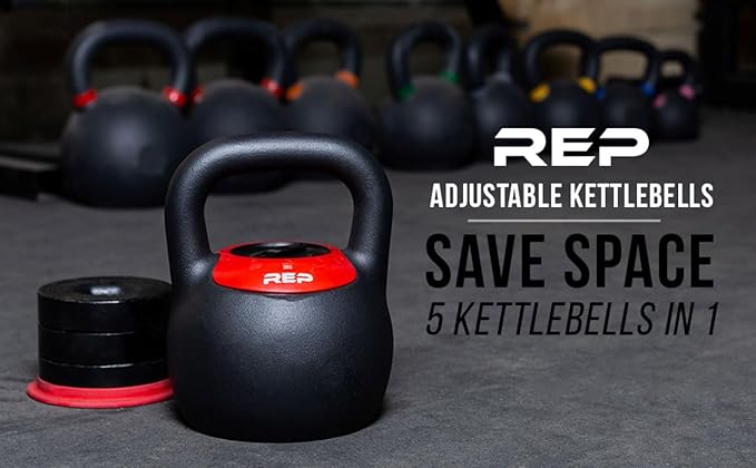 Rep Fitness Adjustable Kettlebell with Matte Powder Coating – Quickly Select From Multiple KG or LB Weight Options for HIIT and Cross-Training Workouts