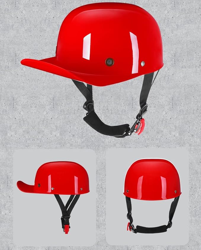 Vintage Retro Open Face Motorcycle Helmet Baseball Cap Half Helmets Men Women for Moped Cap Jet Scooter Street Cruiser - DOT Certified