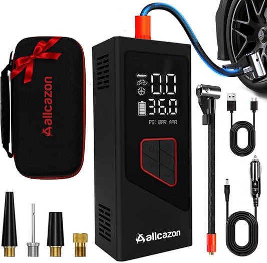 Tire inflator Portable Air Compressor, 150PSI Portable inflator for Car, Air Pump for Car Tires with Tire Pressure Gauge Tools, Smart Pump Tire inflator, Motorcycle & Bike