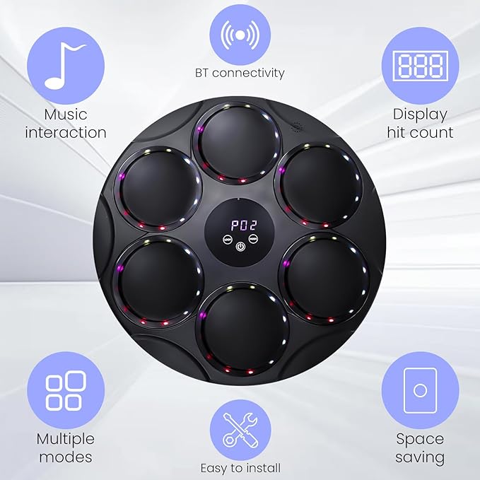 Music Boxing Machine with Gloves, Bluetooth Connection, Wall Punching Pad Boxing Trainer Musical Exercise Equipment for Gym, Office, Home for Workout.