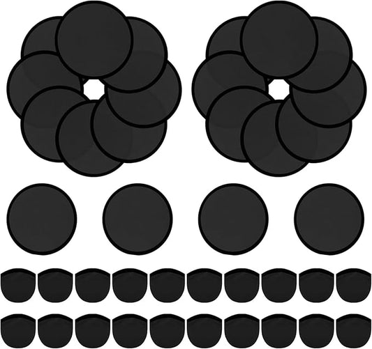 20PCS Foldable Flying Disc Fans with Bags, 9.8'' DIY Handheld Black Egde Fabric Folding Fan for Outdoor Game Activities Birthday Party Favors Gifts, Black