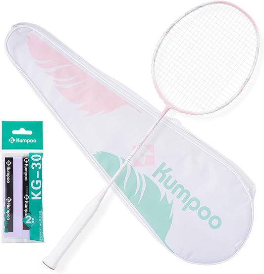 Professional Badminton Racket 5U | Carbon Fiber Badminton Racket Set with Grip Tape & Cover Bag | Pro Badminton Racquet Lightweight for Beginner, Intermediate Players Outdoor Games