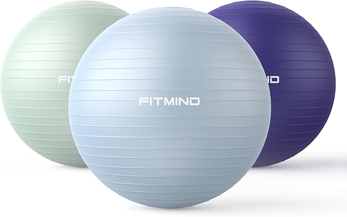 FITMIND_ Extra Thick Exercise Ball Yoga Ball 22in/26in/30in for Workout Pregnancy Stability,Anti-Burst and Slip Resistant Swiss Ball with Pump for Yoga, Pilates, Fitness,Birthing,Physical Therapy