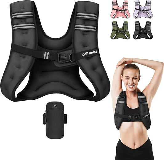 Weighted Vest 5lb/8lb/10lb/15lb/20lb/25lb/30lb Weight Vest Woman Men with Reflective Stripe, Rucking Running Vests for Women Workout Walking Strength Training Weight Loss Fitness Weightlifting