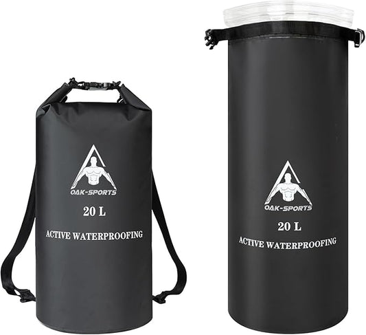 Oak-Sports Dry Bag Waterproof Backpack 5L/10L/20L, Roll Top Lightweight Beach Bag with Double Zipper Seal for Swimming, Kayaking, Hiking, Boating, Adjustable Shoulder Strap
