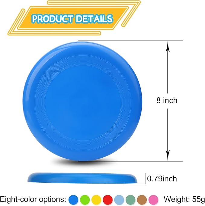 Thick 8" Flying Disc Sport Trainning Disc Toy, Beach Toy Outdoor Accessories for Backyard Lawn Park, Birthday Gift Set for Kids Boys Girls, Throwing and Catching Activities