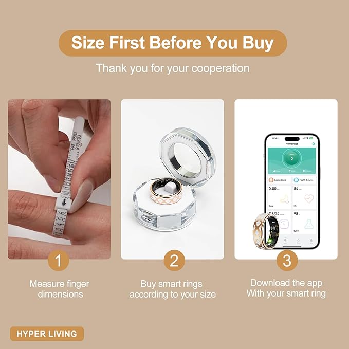 Smart Ring Health Tracker, Sleep Tracker Ring with Heart Rate, Waterproof Fitness Ring for Activity Monitoring/Steps/Distance/Calories, Air Gesture (10)