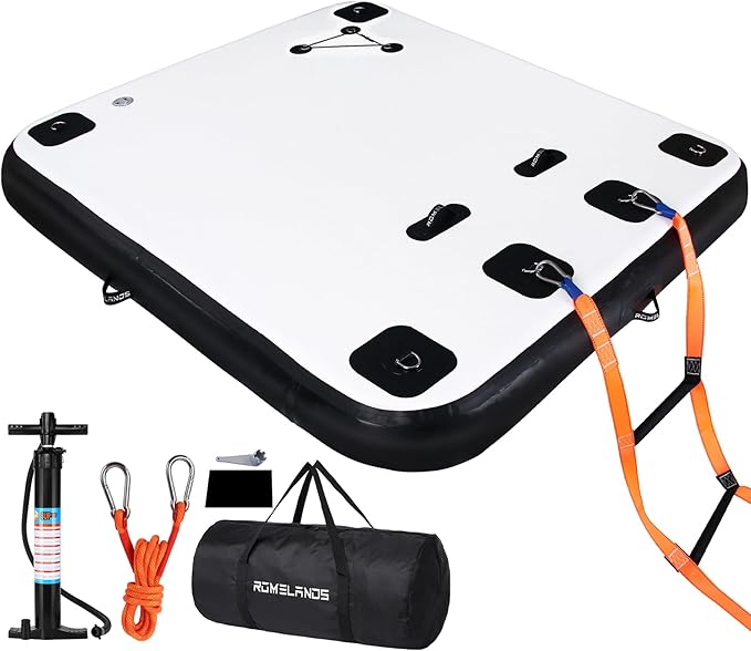 Inflatable Floating Dock, Swim Platform Floating Island Raft, Large Air Mat Inflatable Water Pad with None-Slip Surface for Lake Pool Beach Ocean