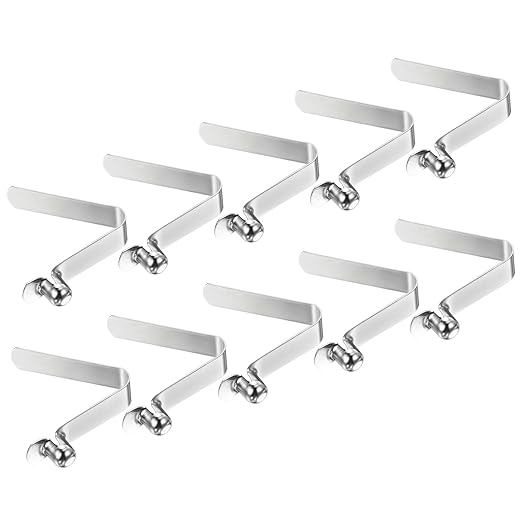 PATIKIL 8.2x7mm Kayak Paddle Snaps, 10 Pack Tent Pole Clips Steel V Shaped Single Pin Push Button Spring Clips Lock Tube Pole Clips for Camping Awning