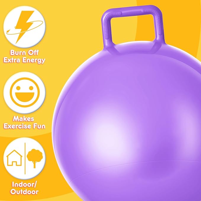 Lewtemi 6 Pcs Hopper Ball Jumping Carnival Outdoor Games 32 Inch Hopping Inflatable Ball Bouncing Ball with Handle and Air Pump for Kids Sport Exercise