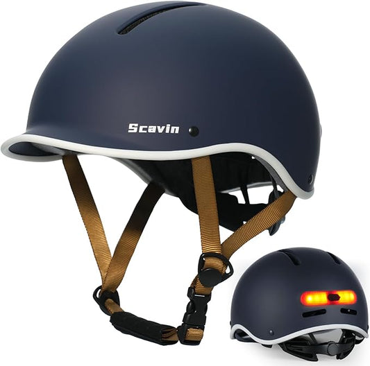 Bike Helmet for Adult: Bicyle Helmet with EPS Foam Interior for Men & Women, Adjustable Cycling Helmet with LED Light Safety Certified for Commuting