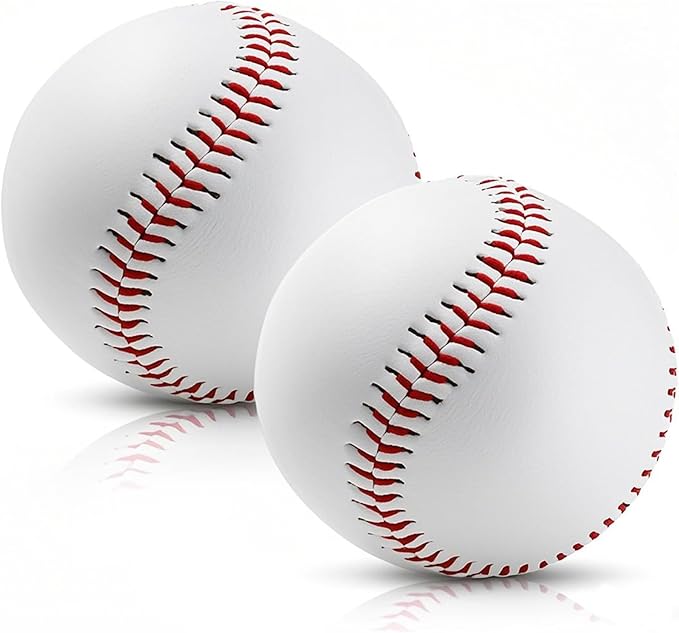 Rarapop Blank Standard Baseball Balls, Official Size 9 Inch Leather Covered Practice Baseball Training Ball for League Play, Pitching, Hitting, Batting, Fielding, Autograph