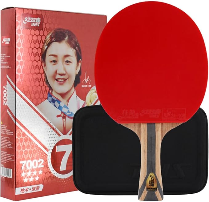 7002 Professional Ping Pong Paddles Carbon Fiber Table Tennis Rackets with 5 Wood 2 Aryslate Carbon Blade