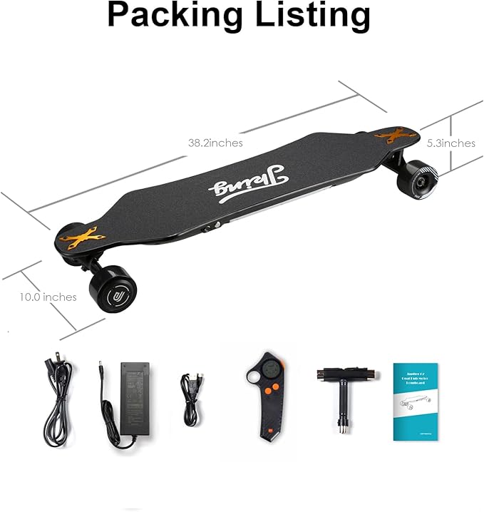 JKING Electric Skateboard Electric Longboard with Remote Control Electric Skateboard,900W Hub-Motor,26 MPH Top Speed，21.8 Miles Range,3 Speed Adjustment，Max Load 330 Lbs,6 Months Warranty