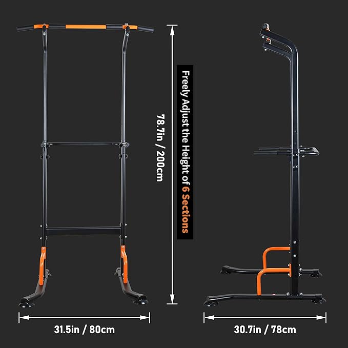 leikefitness Multifunction Power Tower Exercise Equipment,Pull Up Dip Station,Height Adjustable for Home Gym Strength Training Fitness Equipment,Dip Stands,Pull Up Bars,Push Up Bars,VKR