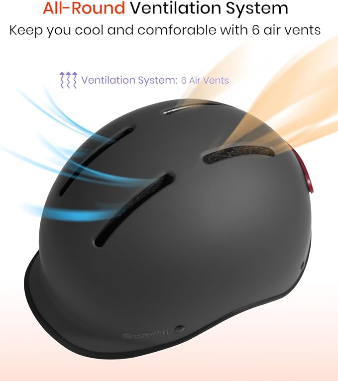 Bike Helmet for Adult: Bicyle Helmet with EPS Foam Interior for Men & Women, Adjustable Cycling Helmet with LED Light Safety Certified for Commuting