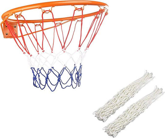 Basketball Rim Goal Wall Mounted Basketball Hoop Indoor Outdoor Hanging Basketball Hoop with 2PCS Adapted 8-Loops Basketball Net, 32centimeter/12.6inch Hoop
