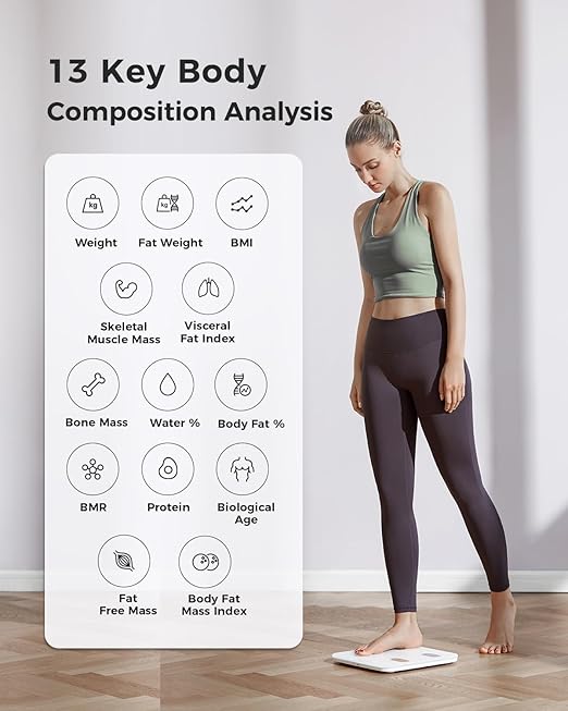 Yunmai Smart Scale for Body Weight, Digital Bathroom Scale with BMI, Body Fat, Muscle Mass, Bluetooth Body Fat Scale, 13 Body Composition Scale Apple Health Compatible, Rechargeable 400lb