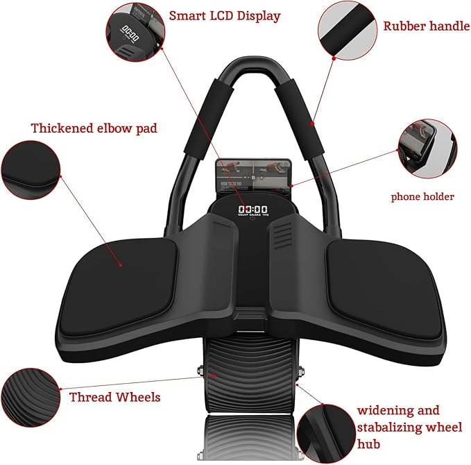 2024 First Ever Calorie Counting Ab Roller High-Performance Abdominal Exercise Machine with Automatic Rebound, Multi-layered Anti-Slip Design & Versatile Exercise Bands