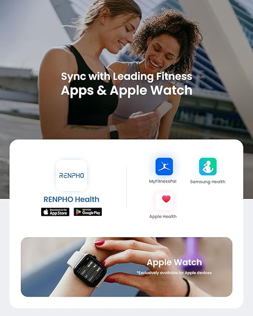 RENPHO Smart Scale for Body Weight, Digital Bathroom Scale BMI Weighing Bluetooth Body Fat Scale, Body Composition Monitor Health Analyzer with Smartphone App (White, 11"/280mm)