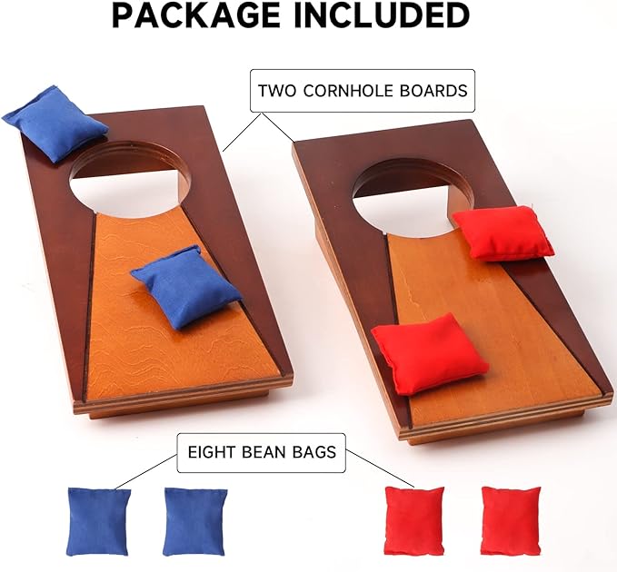 GSE Games & Sports Expert Portable Cornhole Toss Game Set with 8 Bean Bags, Wooden Cornhole Game Set for Indoor&Outdoor. Bean Bag Toss Game Set for Family, Friends