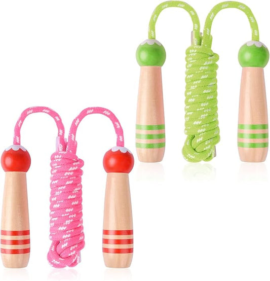 Jump Rope for Kids, Lorvain Adjustable Skipping Rope, Kids Jump Ropes with Wooden Handle for Girls Boys, Weighted Jumping Ropes for Fitness Workout Exercise Outdoor Fun Activity