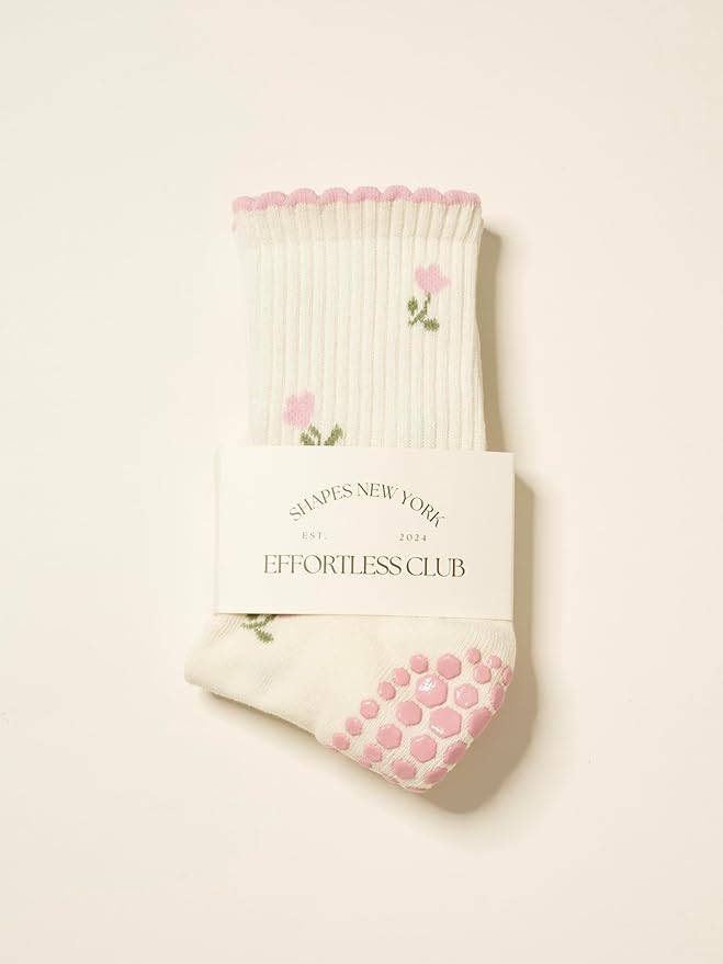 Crew Half Calf Grip Socks, Cutest Fruits Pilates Socks, Ruffle socks, Non-Slip, Barre Yoga Fitness