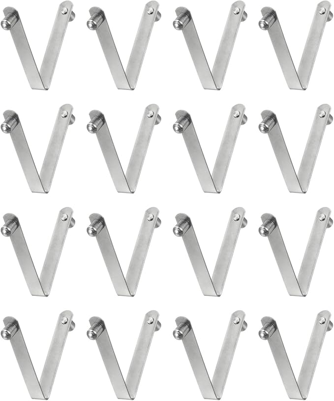 HARFINGTON 16pcs Double Button Kayak Paddle Snap Spring Clip 5.8x7.5x48mm 65Mn Spring Steel V-Shaped Solid Lift Telescopic Locking Tube Pole Clips for Tent Umbrella Camping