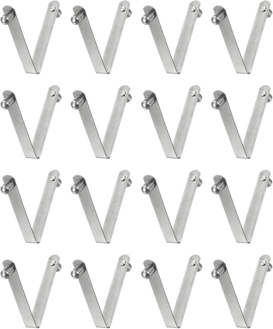 HARFINGTON 16pcs Double Button Kayak Paddle Snap Spring Clip 5.8x7.5x48mm 65Mn Spring Steel V-Shaped Solid Lift Telescopic Locking Tube Pole Clips for Tent Umbrella Camping